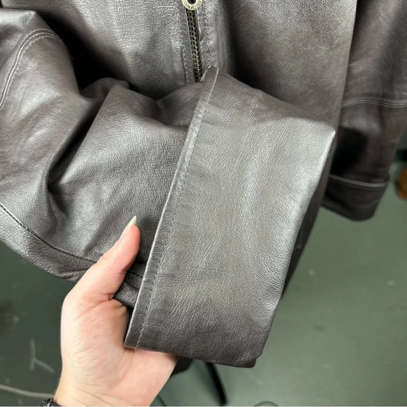 Vintage 80s NYDA Brown 100% Leather Trench - Picture 8 of 11